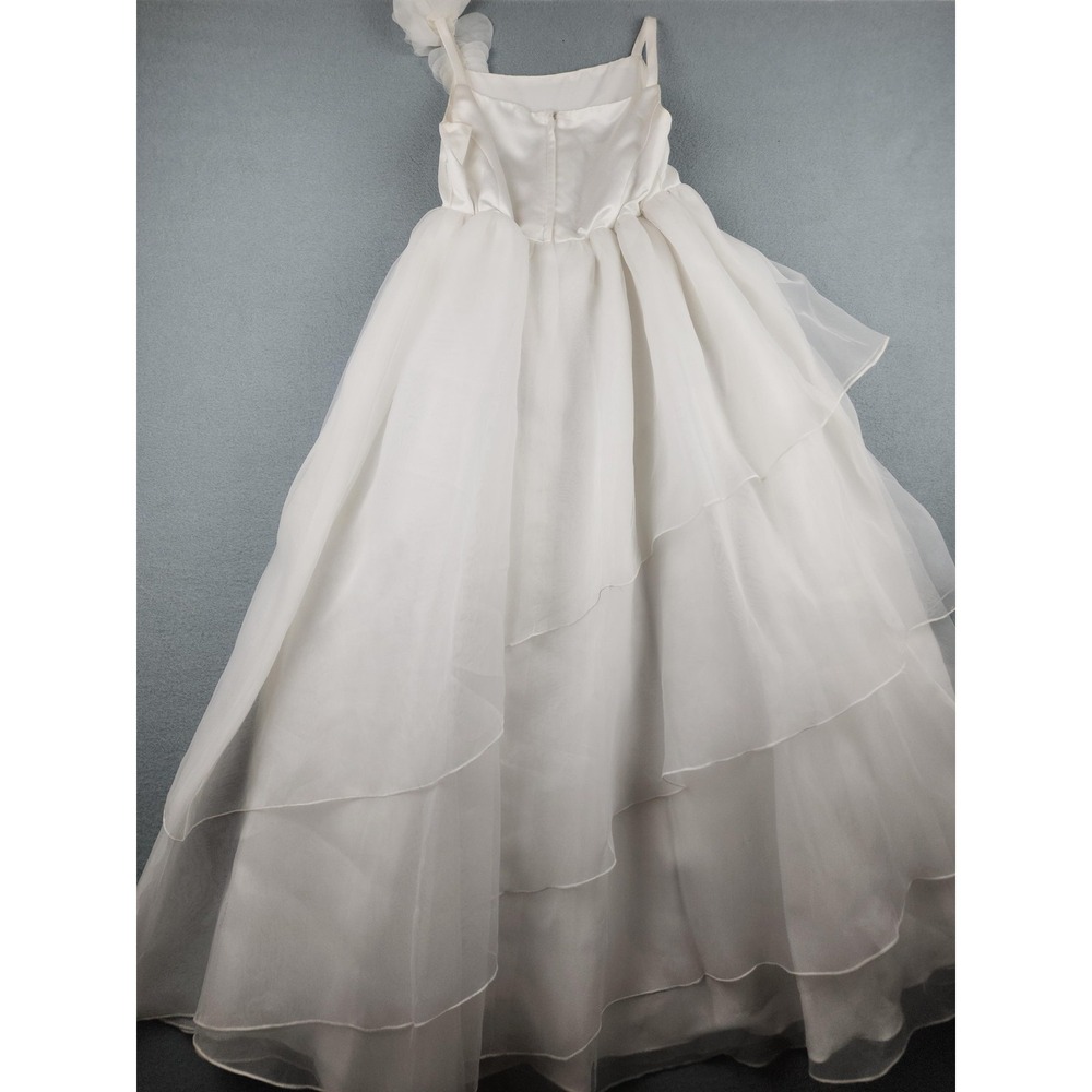 David's Bridal Flower Girl Dress Girls 10 White Ball Gown Layered Formal Wedding - Picture 7 of 9